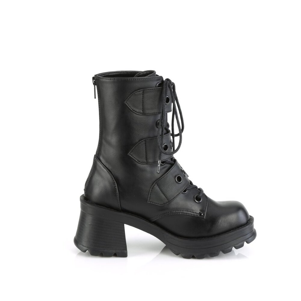 Demonia Bratty-118 Black Vegan Combat Style Boot - Picture 3 of 4
